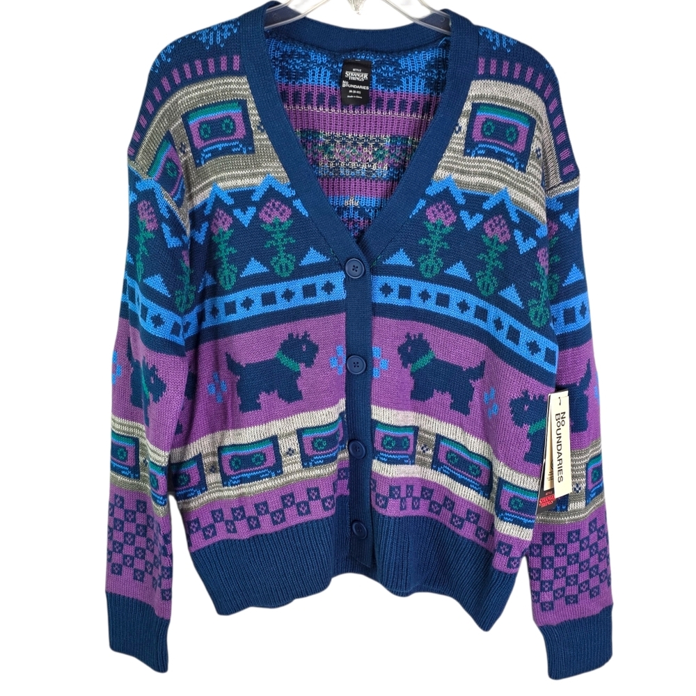 Netflix Stranger Things Slouchy Intarsia Cardigan No Boundaries Ugly Sweater M